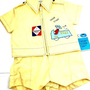 Permanent Press Vintage Baby Outfit Size 12m Matching 2pc Set Unisex 1970s